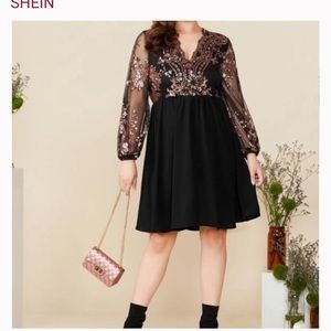 Shein Black Long Sleeve Dress

with Sequin Design XL